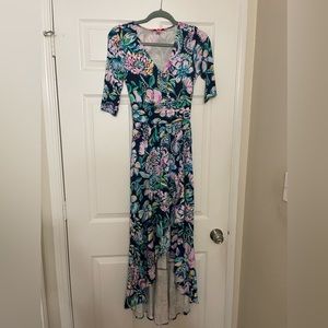 Lilly Pulitzer Montague Maxi Faux short sleeve Wrap Dress